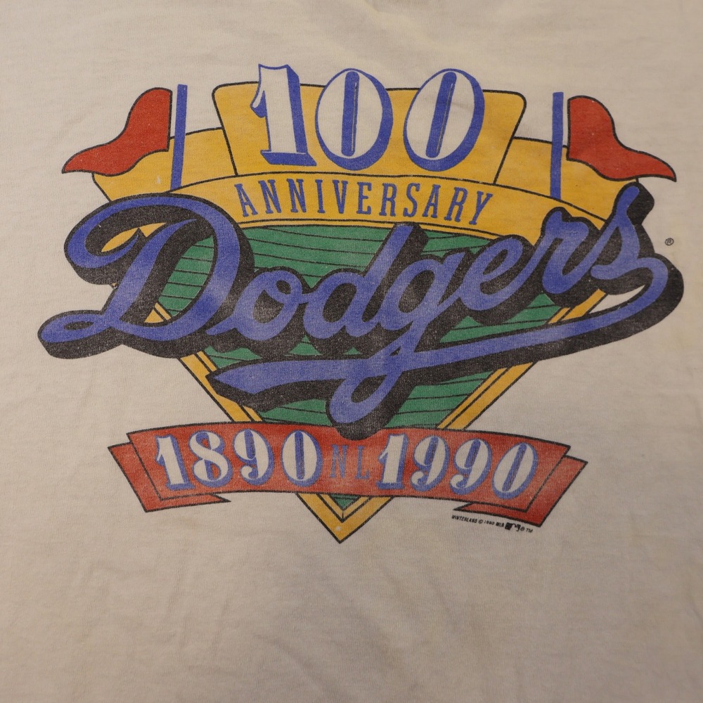 Stedman Mens XL T-Shirt White Vtg 1990 LA Dodgers 100th Anniversary Single St - Picture 6 of 9